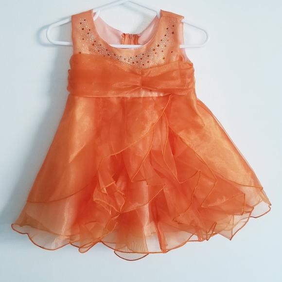 Coral Formal Dress with Rhinestones - Picture 8 of 16
